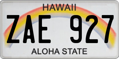 HI license plate ZAE927