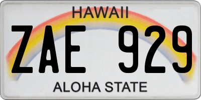 HI license plate ZAE929