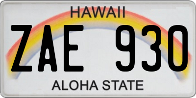 HI license plate ZAE930