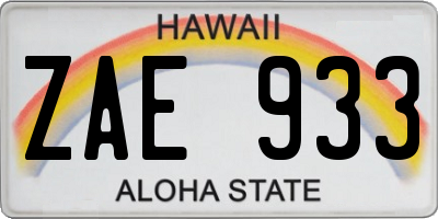 HI license plate ZAE933