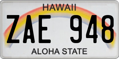 HI license plate ZAE948