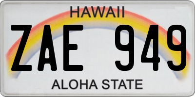 HI license plate ZAE949
