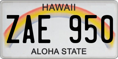 HI license plate ZAE950