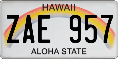 HI license plate ZAE957