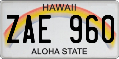HI license plate ZAE960