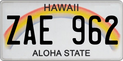 HI license plate ZAE962