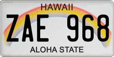 HI license plate ZAE968