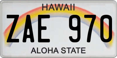 HI license plate ZAE970