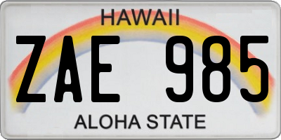 HI license plate ZAE985