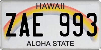 HI license plate ZAE993