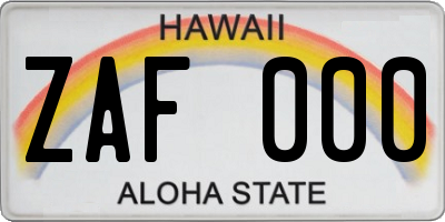 HI license plate ZAF000