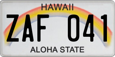 HI license plate ZAF041