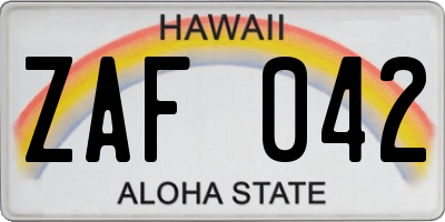HI license plate ZAF042