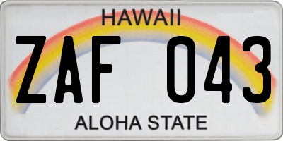 HI license plate ZAF043