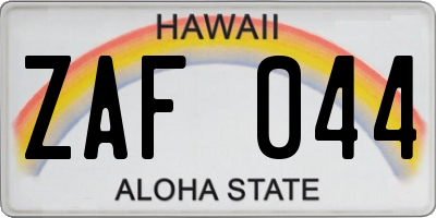 HI license plate ZAF044