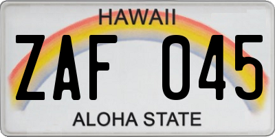 HI license plate ZAF045