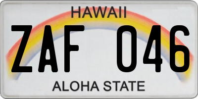 HI license plate ZAF046
