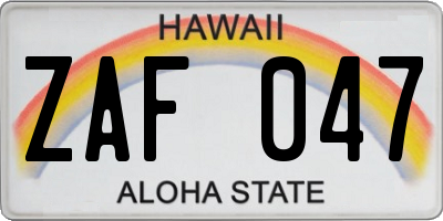 HI license plate ZAF047