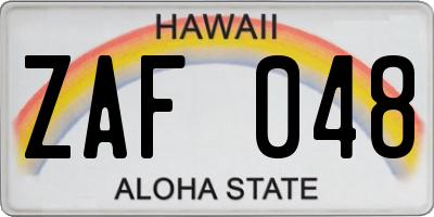 HI license plate ZAF048