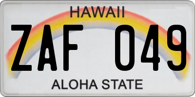 HI license plate ZAF049