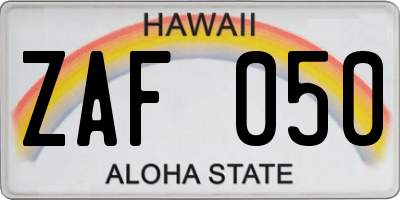 HI license plate ZAF050