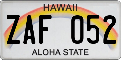 HI license plate ZAF052