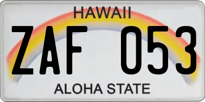 HI license plate ZAF053