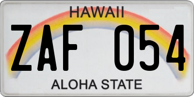 HI license plate ZAF054