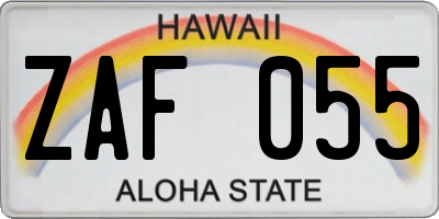 HI license plate ZAF055