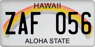 HI license plate ZAF056