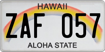 HI license plate ZAF057