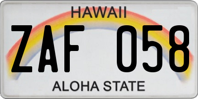 HI license plate ZAF058