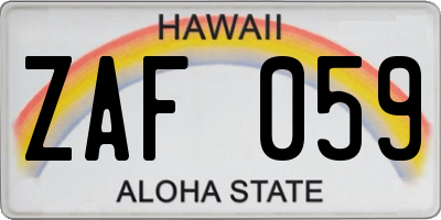 HI license plate ZAF059