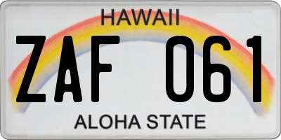 HI license plate ZAF061