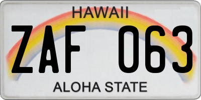HI license plate ZAF063
