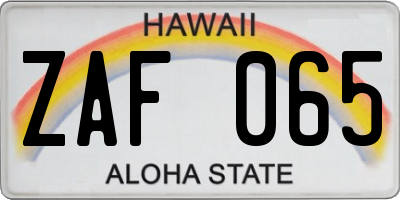 HI license plate ZAF065