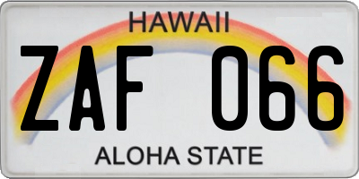 HI license plate ZAF066