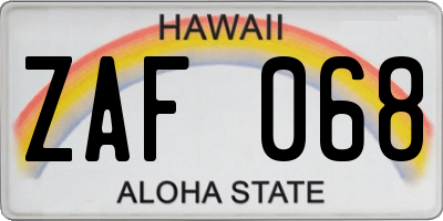 HI license plate ZAF068