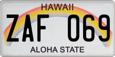 HI license plate ZAF069
