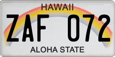 HI license plate ZAF072