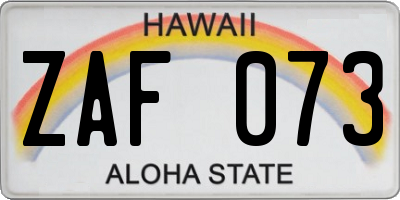 HI license plate ZAF073