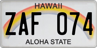 HI license plate ZAF074