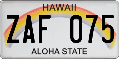 HI license plate ZAF075
