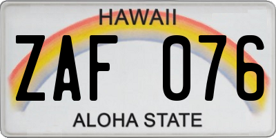 HI license plate ZAF076
