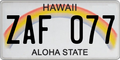 HI license plate ZAF077