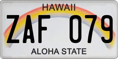 HI license plate ZAF079