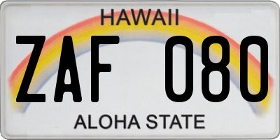 HI license plate ZAF080
