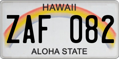 HI license plate ZAF082