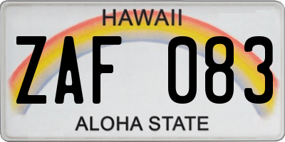 HI license plate ZAF083