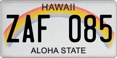 HI license plate ZAF085
